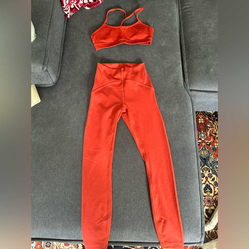 lululemon athletica Women's Red Leggings and Sports Bra Set